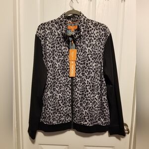 NWT Tallia Sport Track Jacket Leopard Print Track Full Zipper Size XL